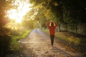 Woman walking and taking care of her Mental Health